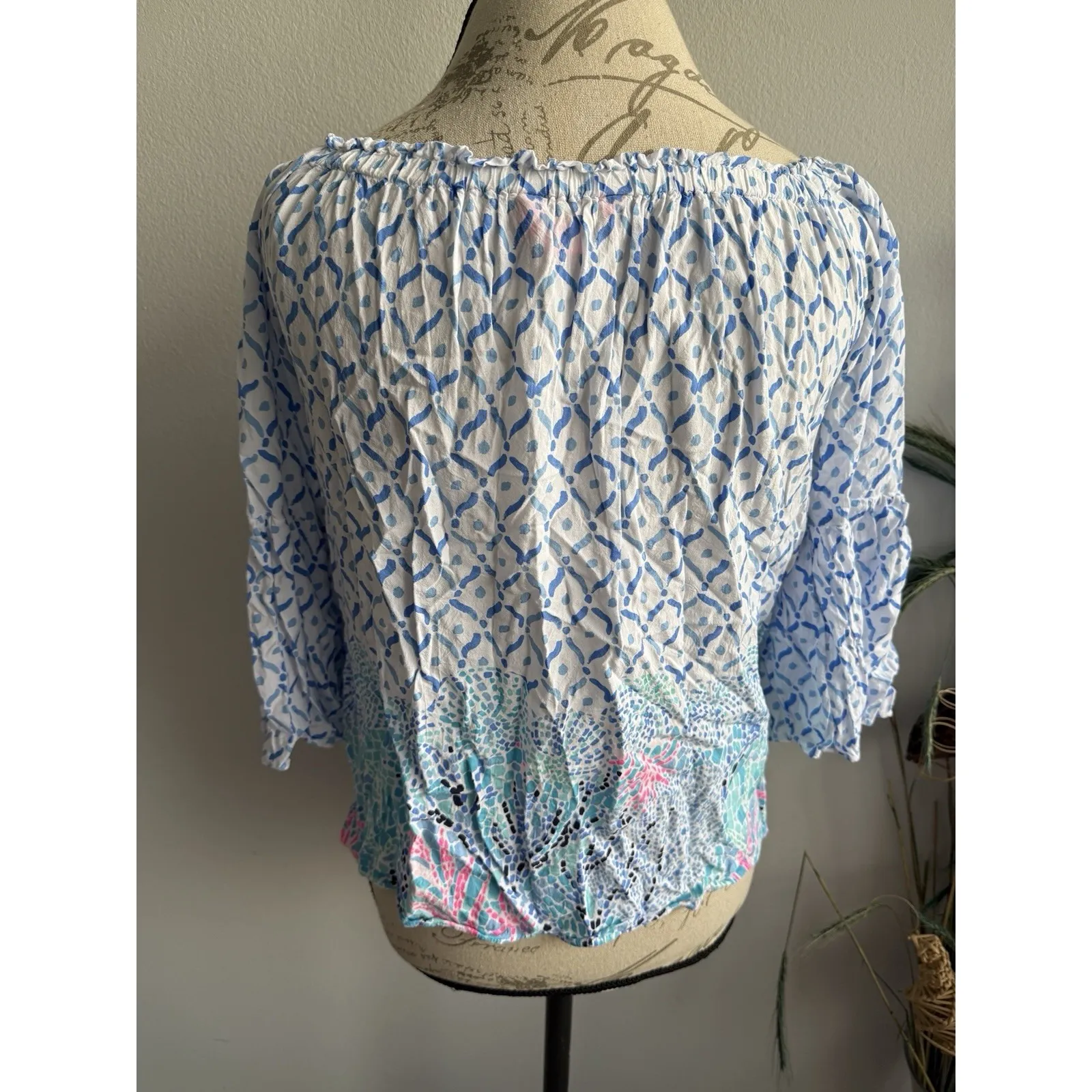 Lilly Pulitzer Womens Sea La Vie Nevie Off‎ The Shoulder Top Multi Women's XS - Image 3