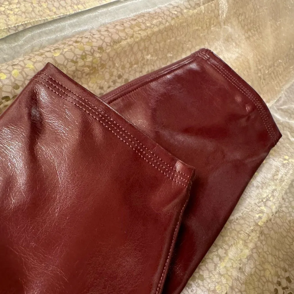 Spanx Faux Patent Leather Liquid Ruby Maroon Leggings Small Petite NWT - Image 7