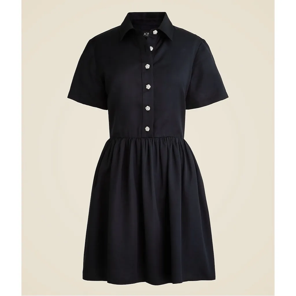 J. Crew Shirt Dress with Jewel Buttons Black Sz 18 NWT - Image 13
