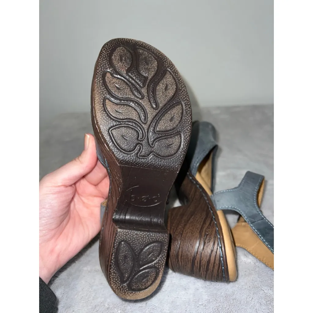 Women's B.O.C Blue Leather Mary Jane Clogs Size 6 - Image 7