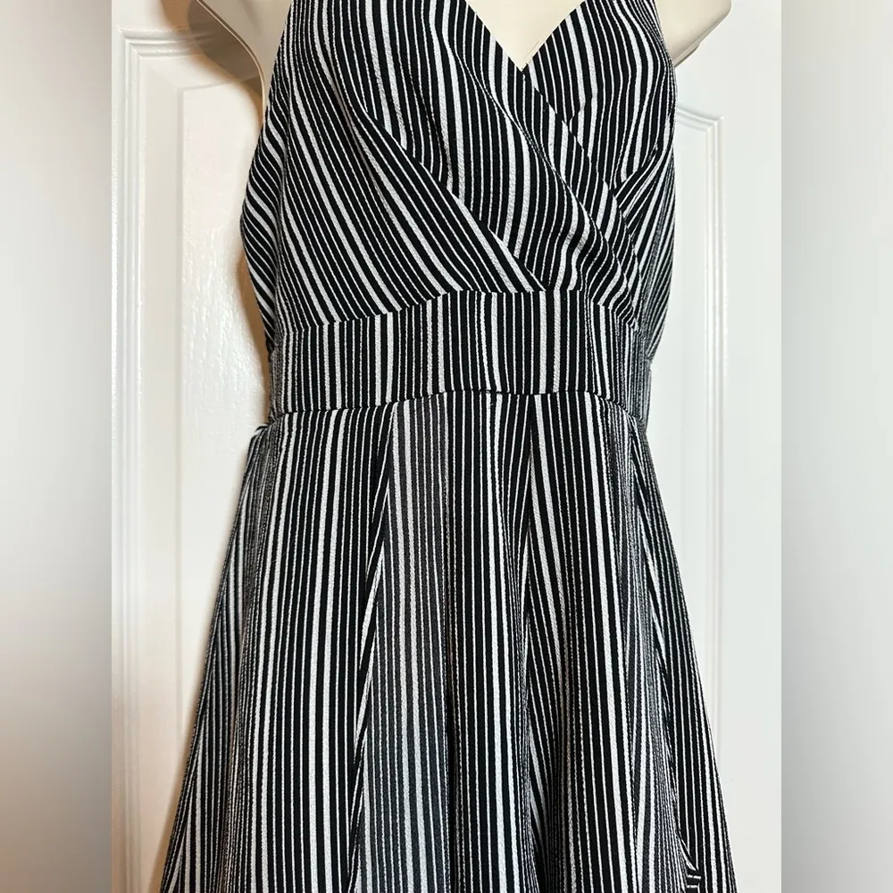 Purple Snow Black & White Striped Tank Top Romper w Layered Skirt Dress Size LG - Image 4