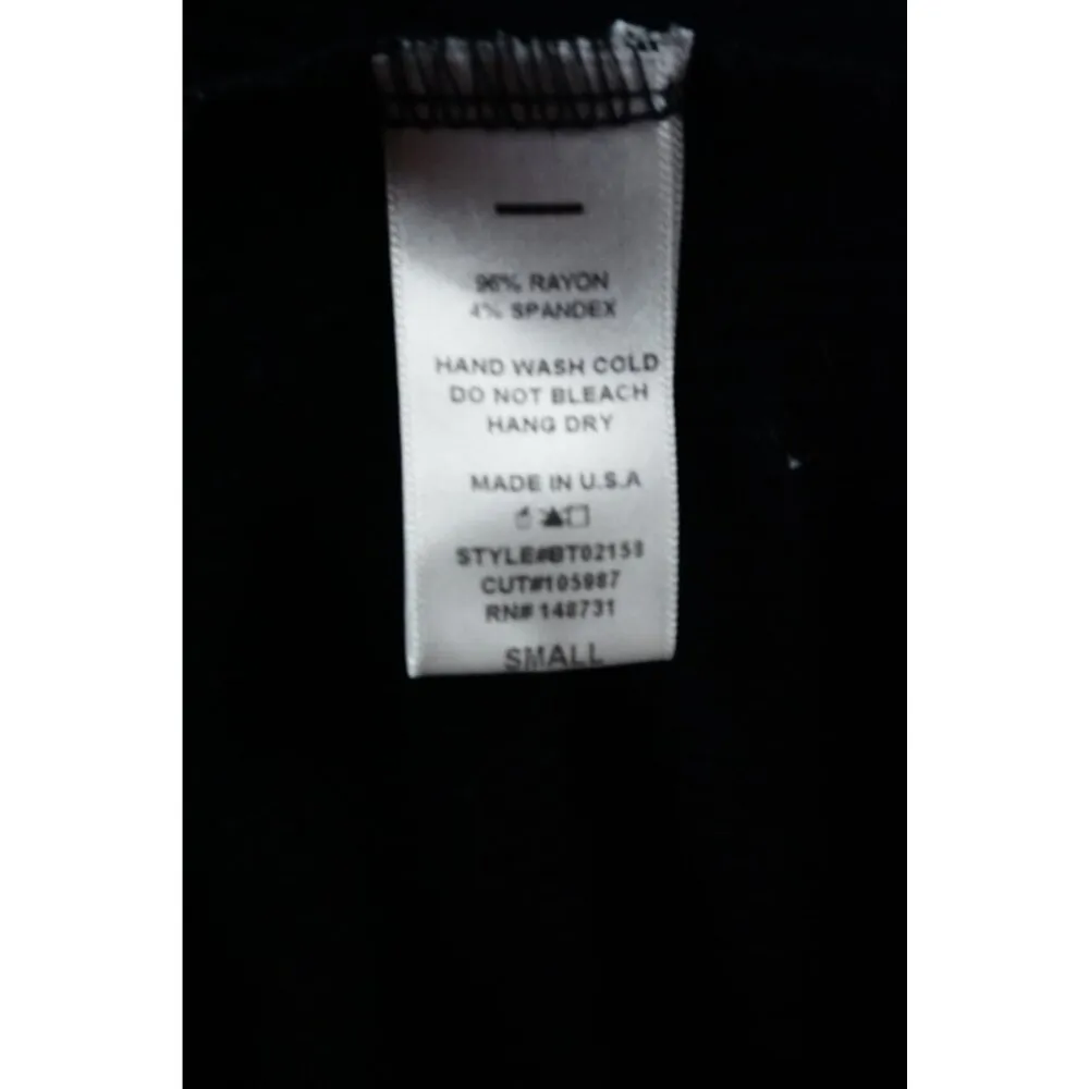 Blue Blush LA Ruched Ribbed Black Crop Top Long Sleeves Womans Small NEW - Image 9