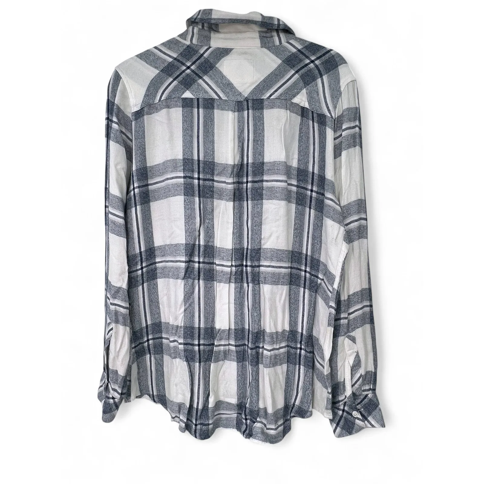 RAILS | L | Flannel Button Up Down Shirt Top Blouse Plaid Womens Navy White - Image 7