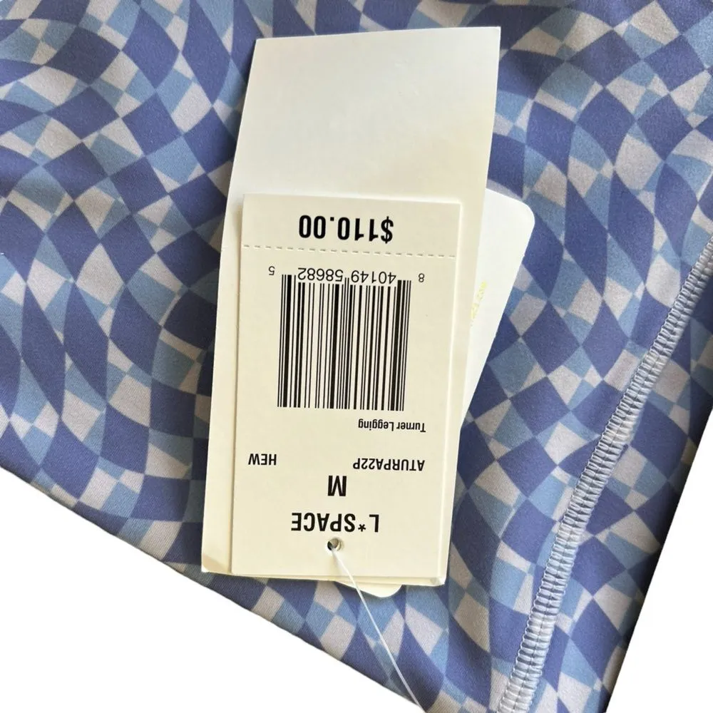 Revolve L*Space‎ M High Rise Turner Yoga Leggings Purple Blue Diamond Print New - Image 4