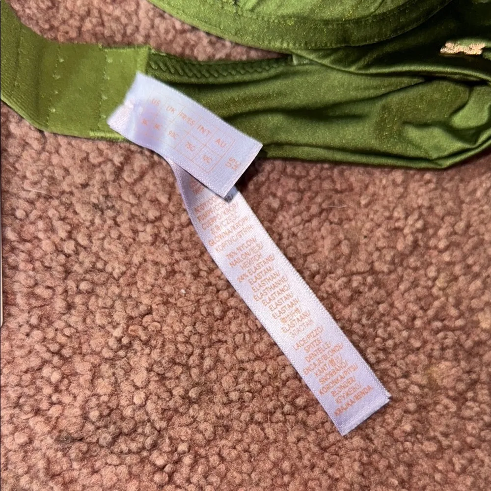 Fenty Beauty Green and Black Underwire Bra with Lace Overlay Size undefined - Image 2