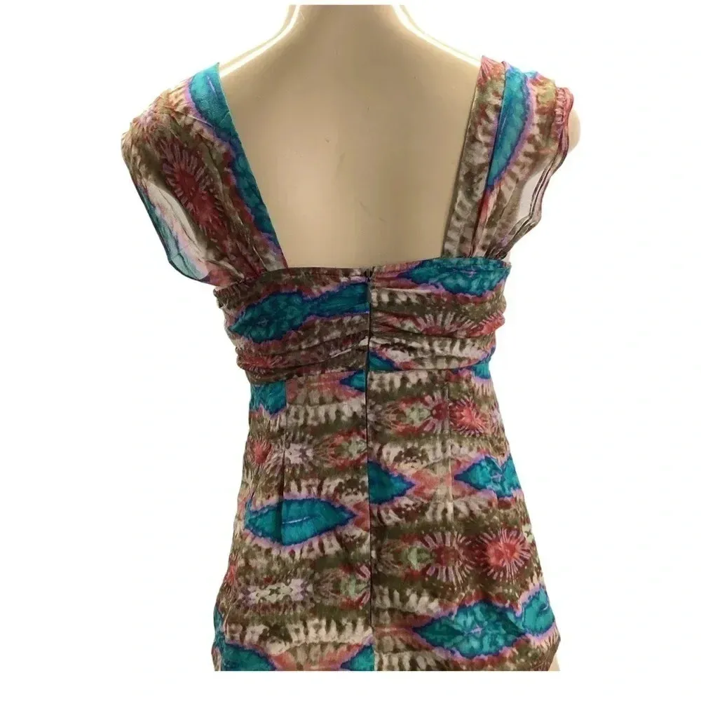 Nanette Lepore Size 2 100% Silk Sleeveless Thick Strap Top. Back Zipper. - Image 3