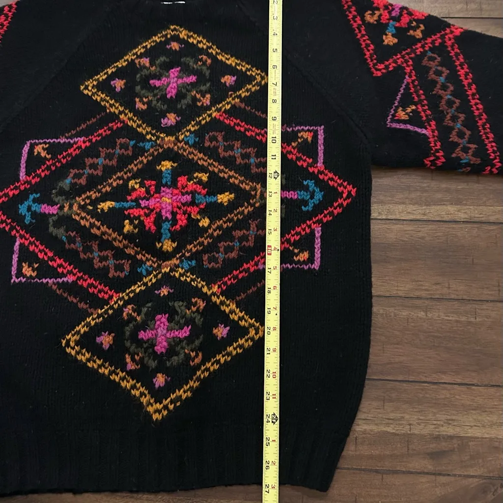 Marsh Landing Hand Knit Vintage Wool Crewneck Colorful Geometric Sweater Large - Image 6