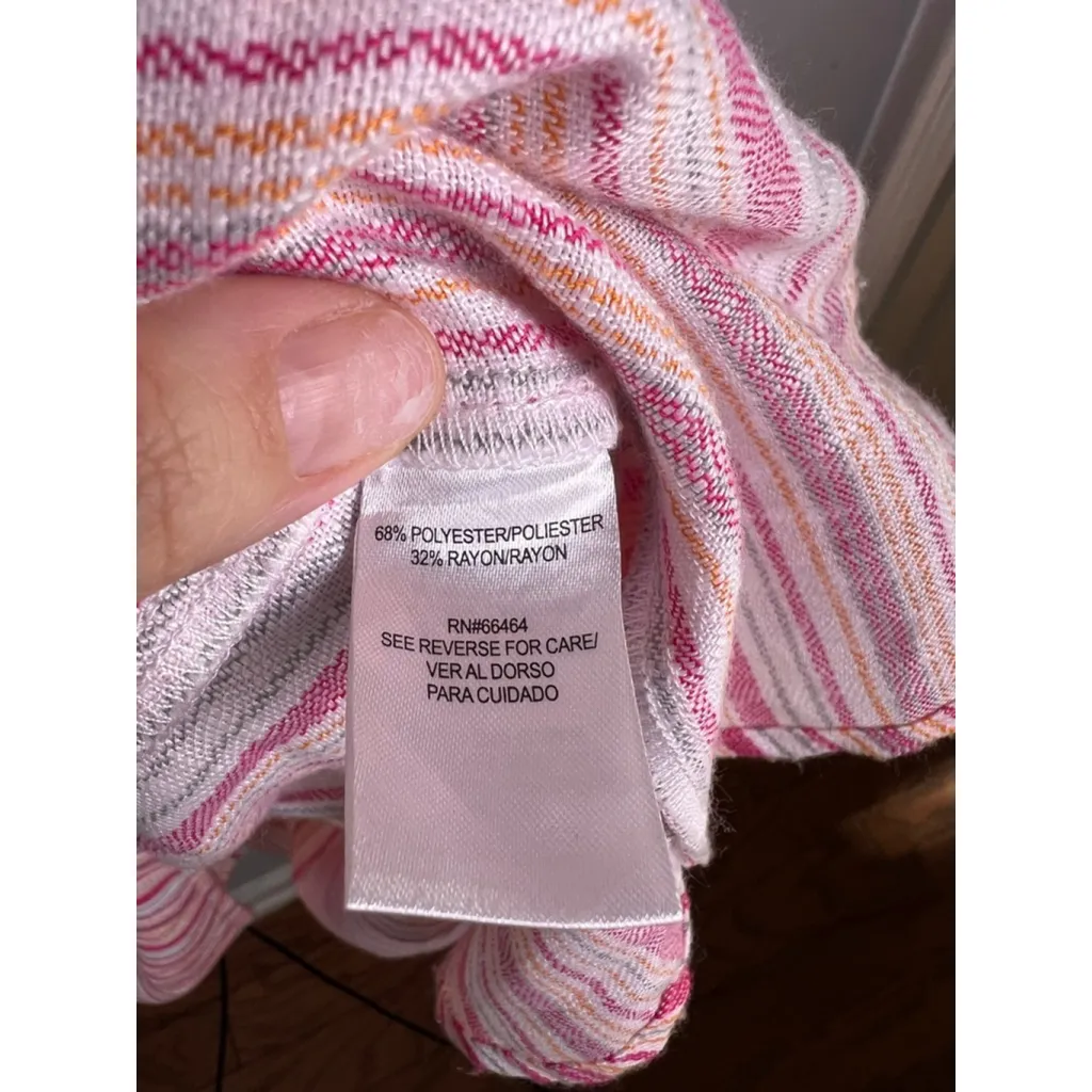 52seven Striped Tiered Midi Dress – Belted XL – Pink/Orange Cottagecore Casual Pink - Image 5