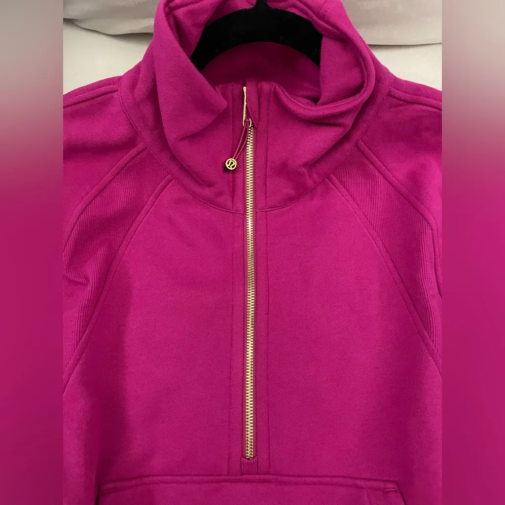 Lululemon NWT Scuba Oversized Funnel Neck Half Zip Ripened Raspberry Gold M L - Image 10