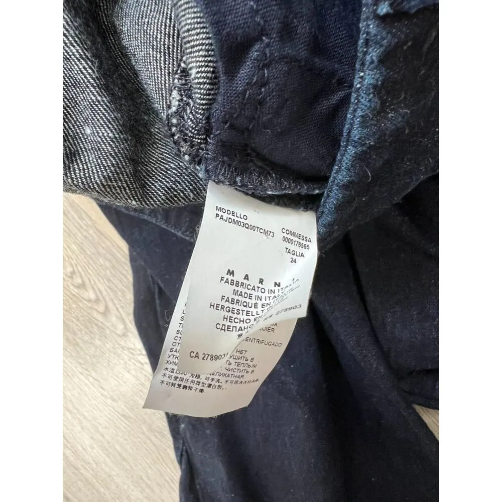 Marni Linen blend Denim Edition Velvet Speckled Jeans Dark Wash Size 24 W28 in - Image 6