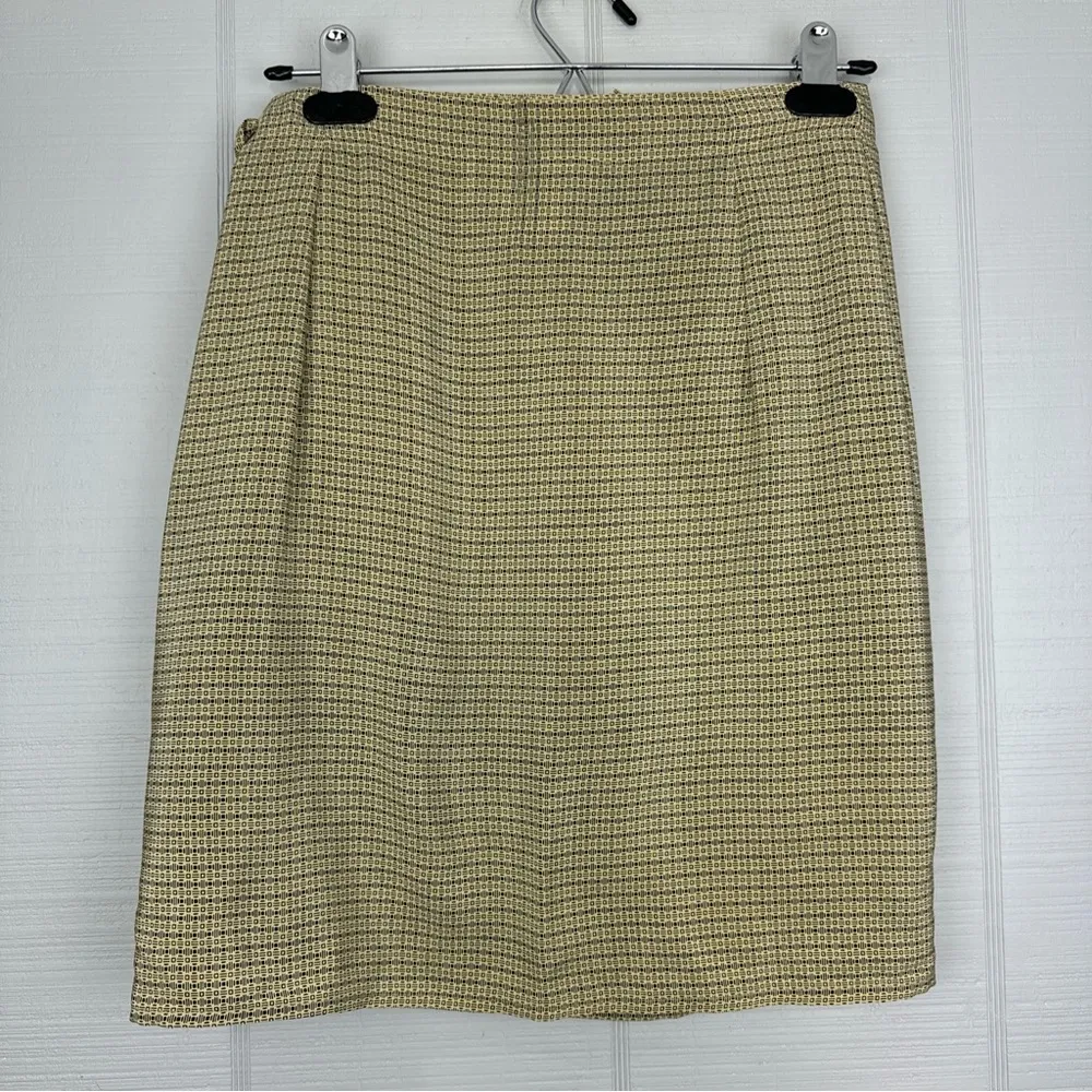 Worth Beige & Black Geometric Patterned Silk Mini Wrap Tie Skirt Size 2 - Image 3