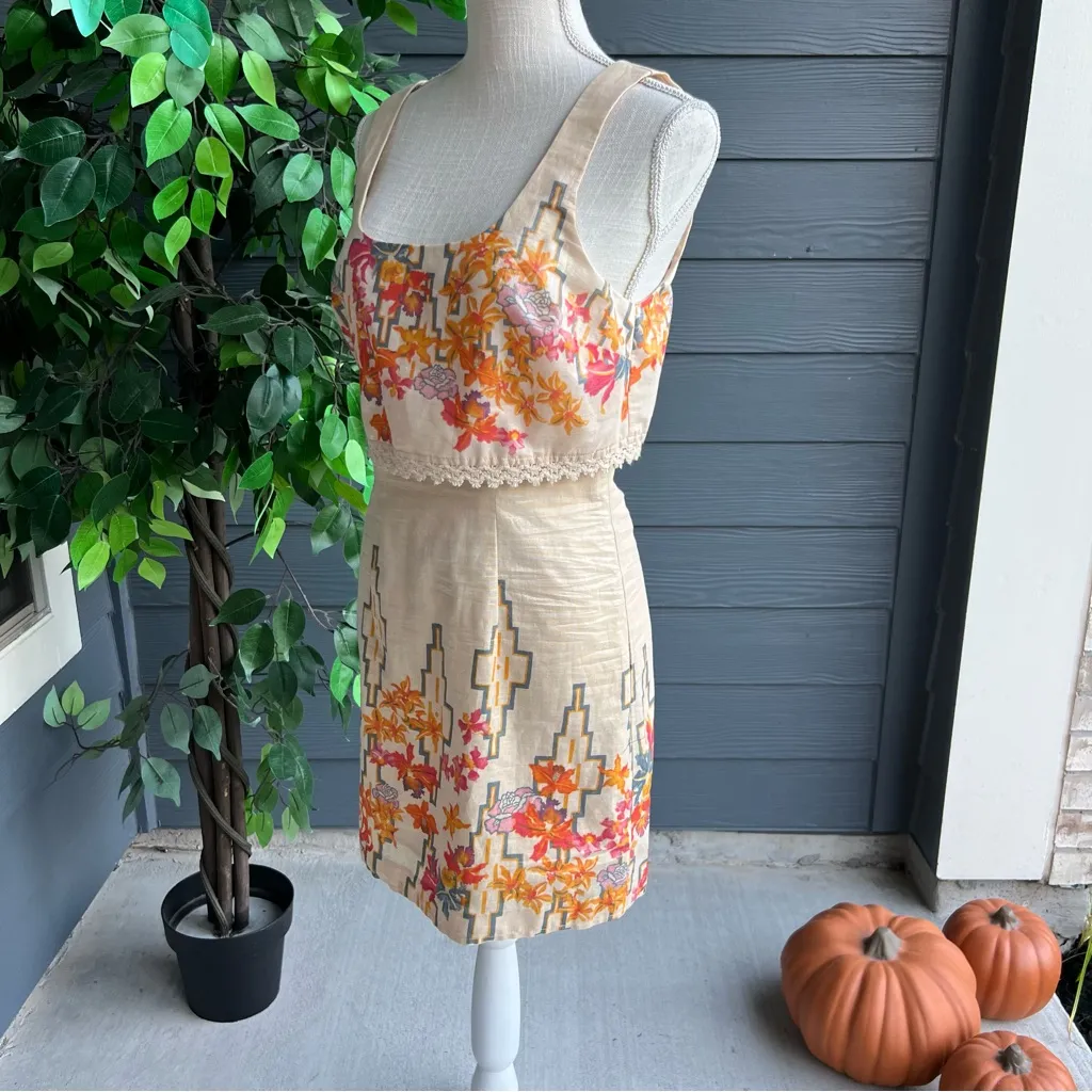 Free People Bing Bang Multicolor Floral Aztec Metallic Sleeveless Mini Dress - Image 6