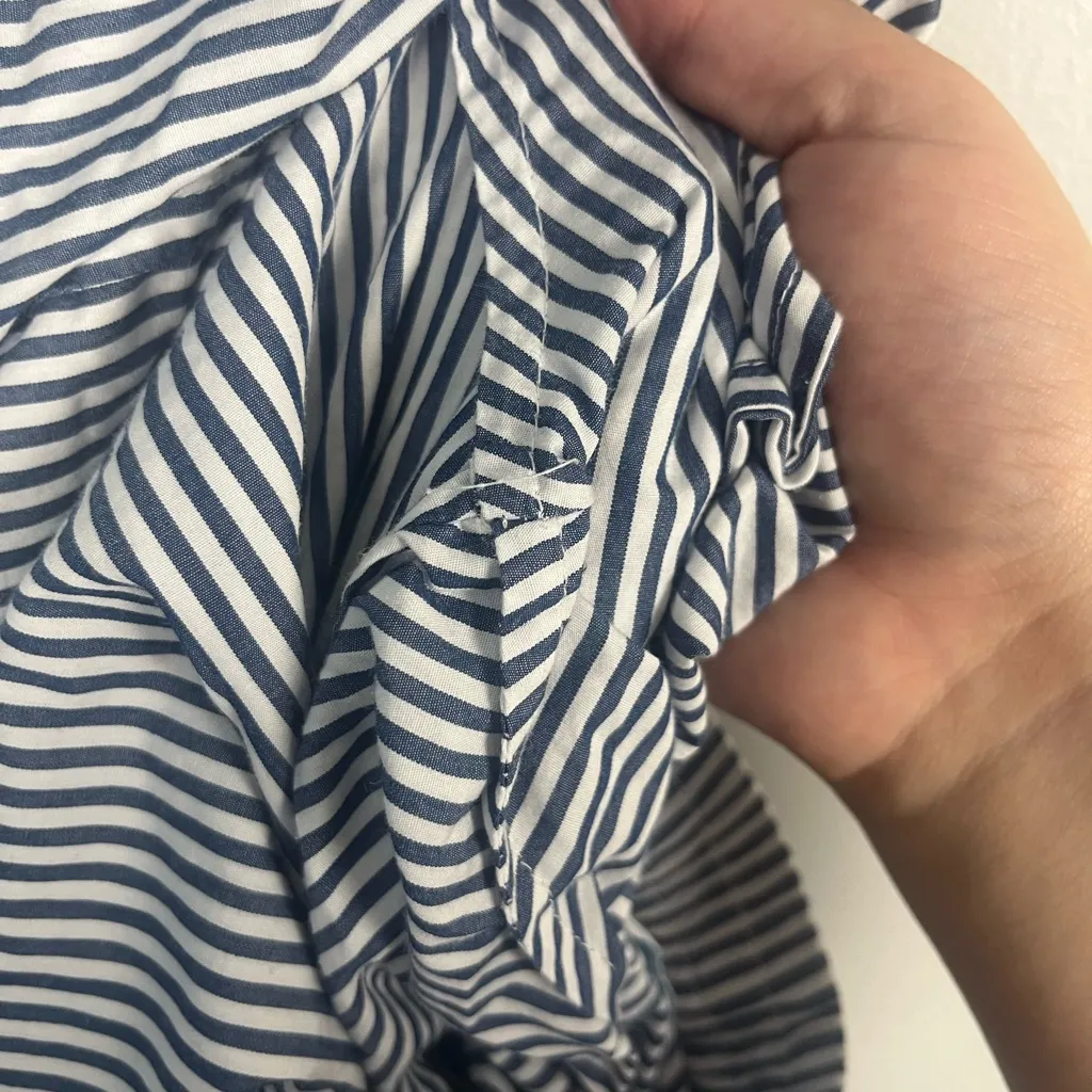 Lake two piece Poplin Piped Pants Set striped blue white size large - Image 11