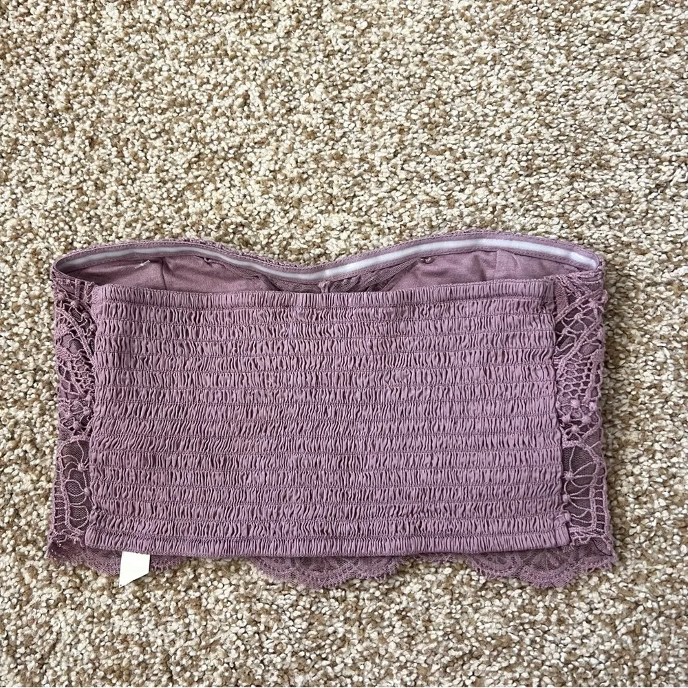 NWOT Free People One Lumi Purple Crochet Lace Smocked Bandeau in Dusty Purple S - Image 9