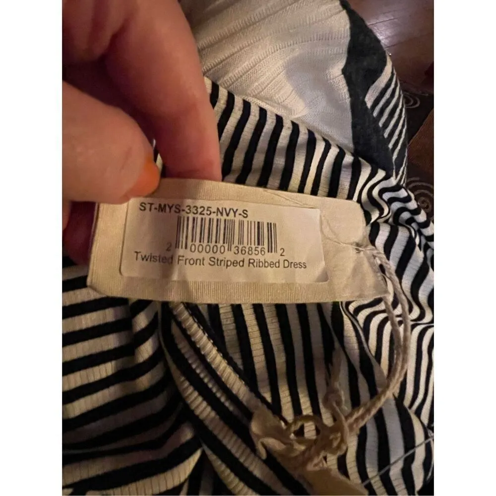 NWT Mystree size S twisted front striped ribbed dress - Image 5