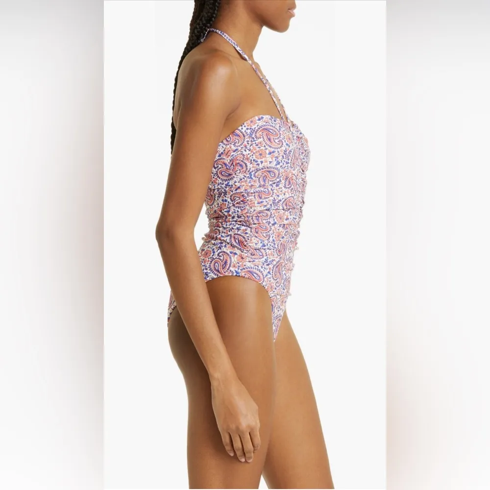 Veronica Beard Hazina Paisley Ruched One-Piece Swimsuit, Medium, $328 - Image 3