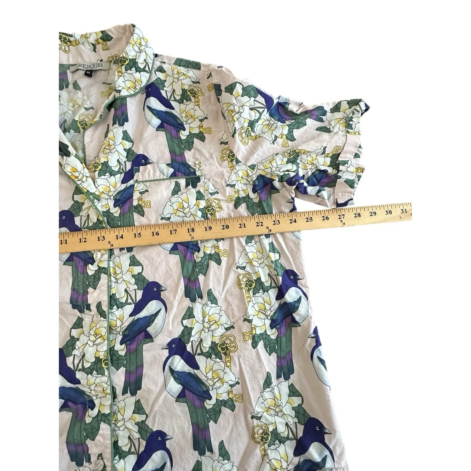 THEIR NIBS Anthropologie Women's Pajama Set Size XL Birds Floral Comfort #IJ2 - Image 9