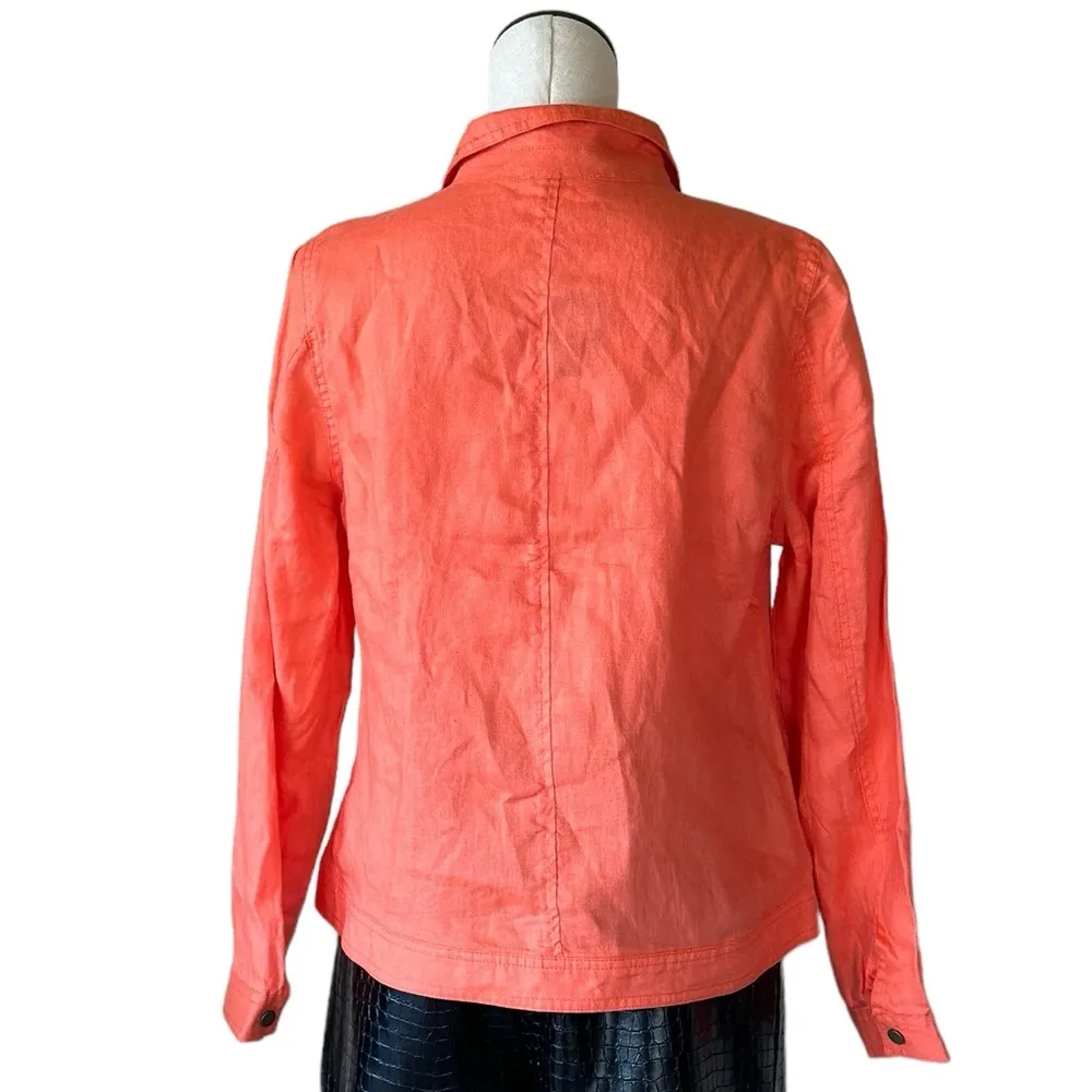 NWOT Cynthia Rowley 100% Linen Jacket  Coral Asymmetrical Zipper - Image 5