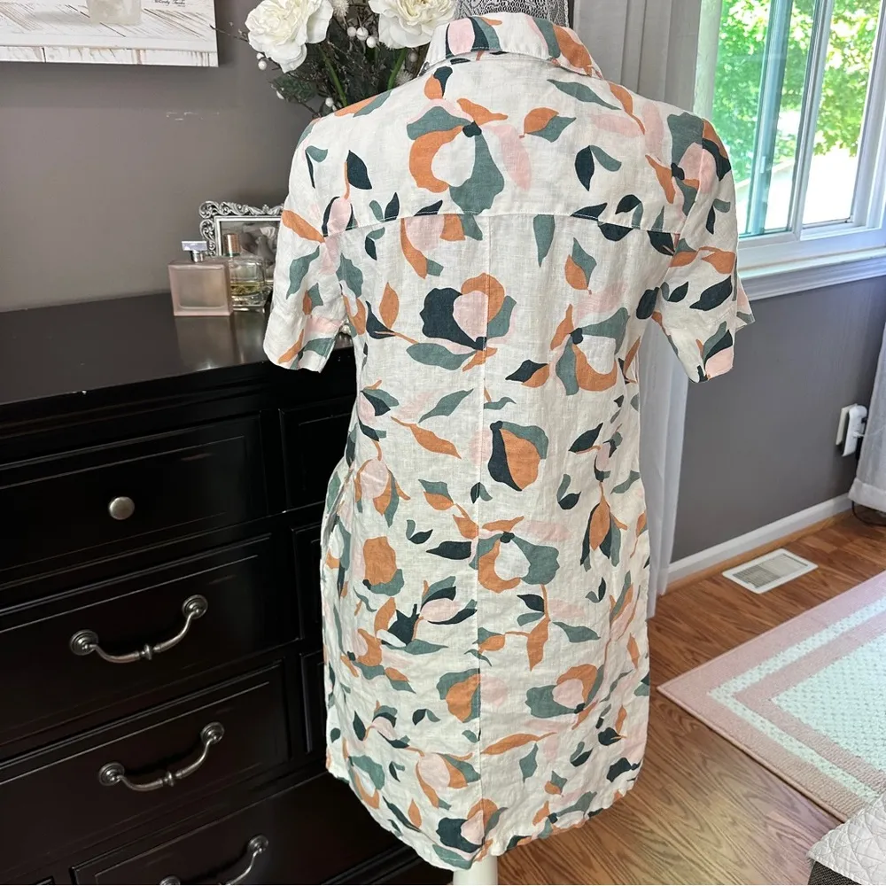 Rachel Zoe 100% Linen Shirt Dress – Abstract Floral XS - Image 9