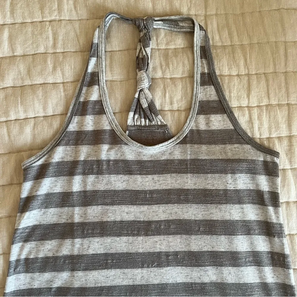 Balance Collection Grey Striped Racerback Linen Blend Tank Top Size Small - Image 3
