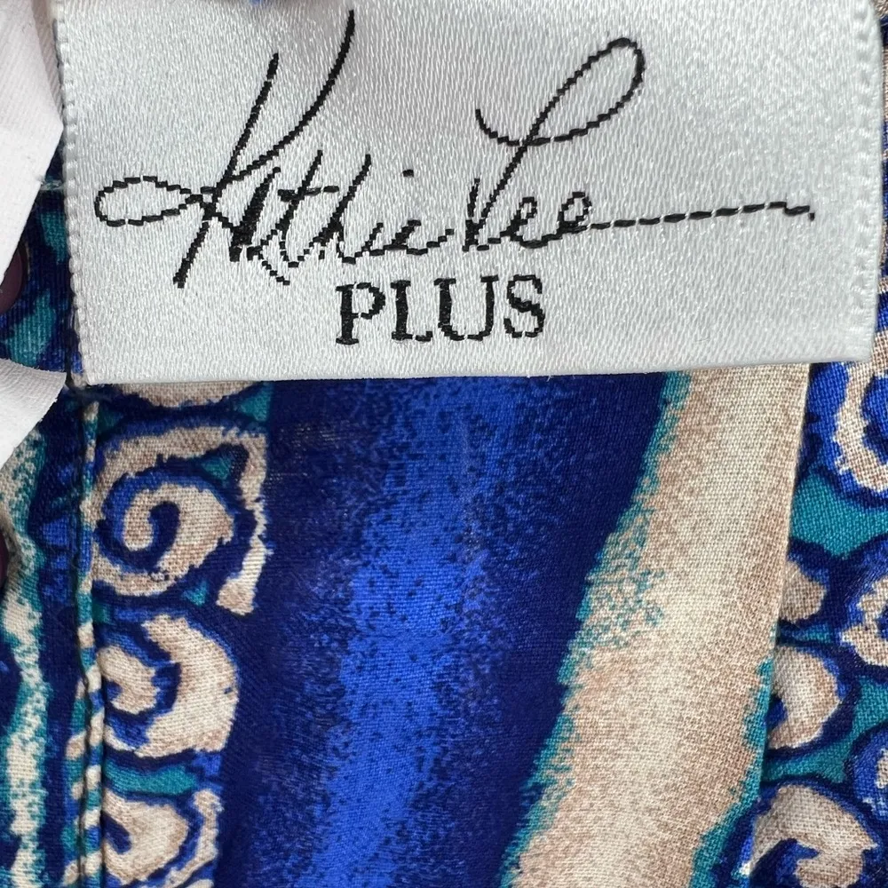 Vintage Kathie Lee rayon skirt plus size knee length blue beach coastal 26w - Image 4