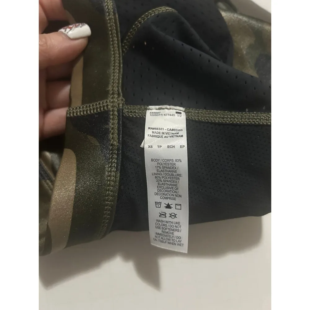 Women's Dri-Fit Sports Bra High-Neck Green Camo Swoosh Logo XS - Image 7