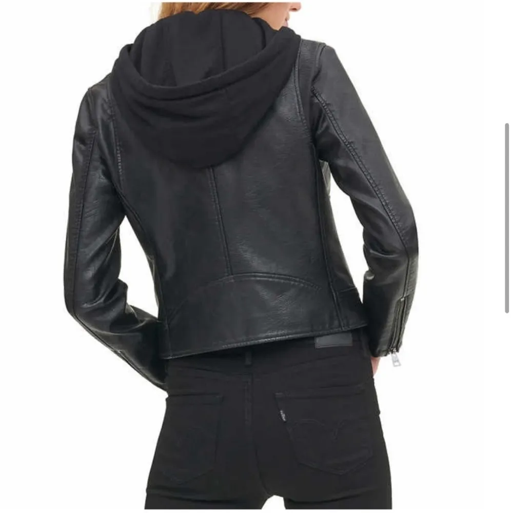 Levi’s Faux Leather Moto Jacket with Hood - Image 2