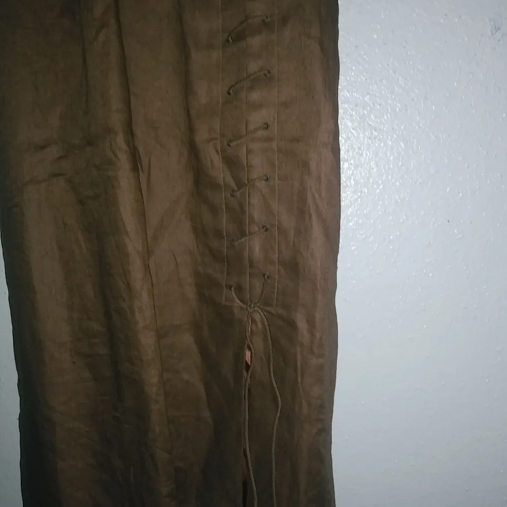 Gillian for Neiman-Marcus 14 Linen Halter Midi Shift Dress in Caramel - Image 5