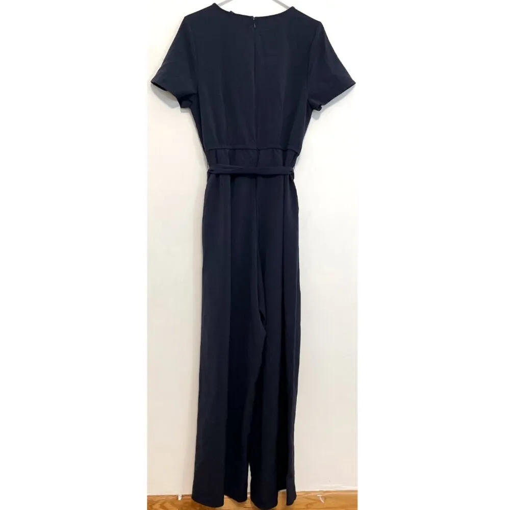 LANE BRYANT Plus Size Lena Faux Wrap Keyhole Jumpsuit Navy Blue Belted Tie Party - Image 13