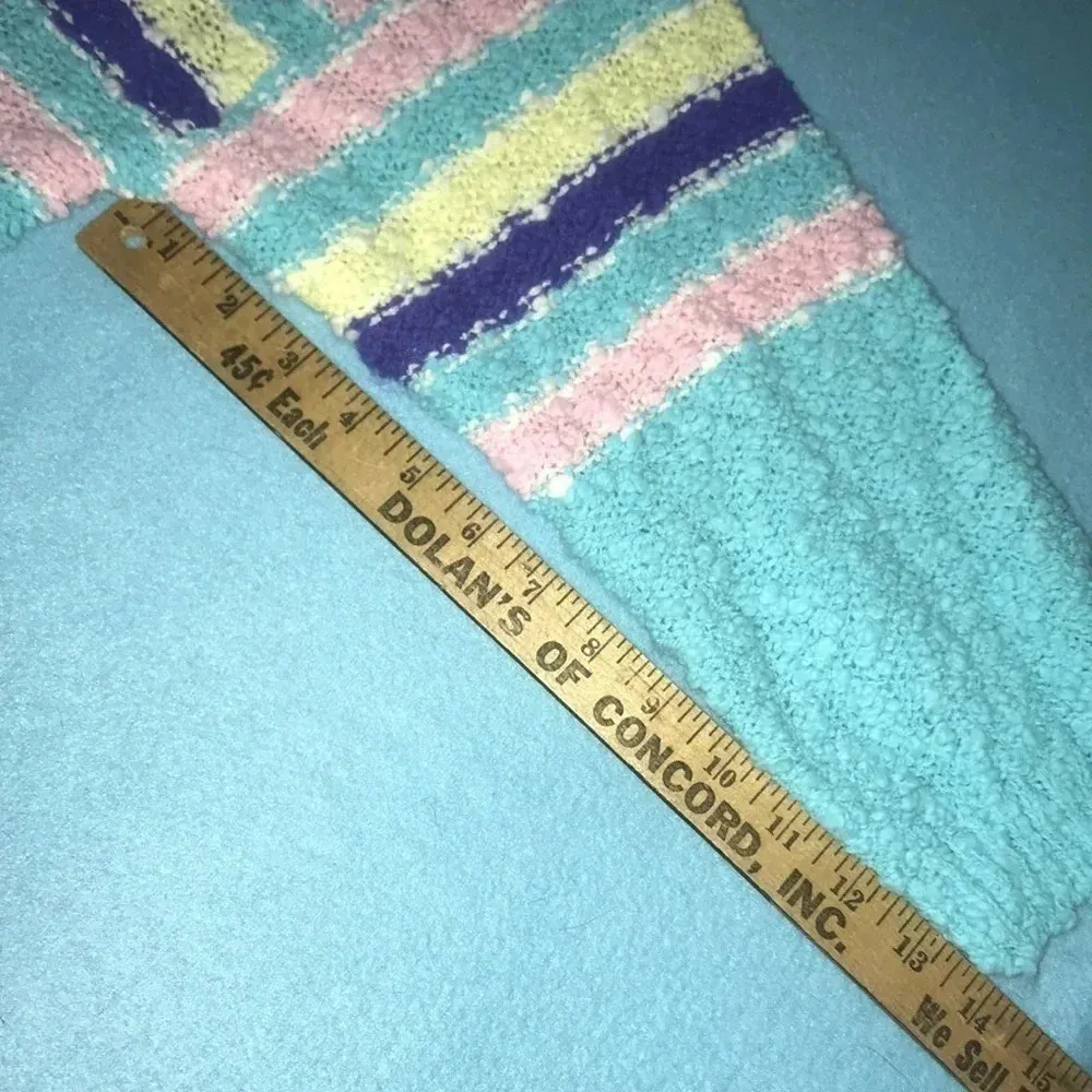 GISP vintage crewneck knit multi colored stripes popcorn textured knit size L Blue Size L - Image 6