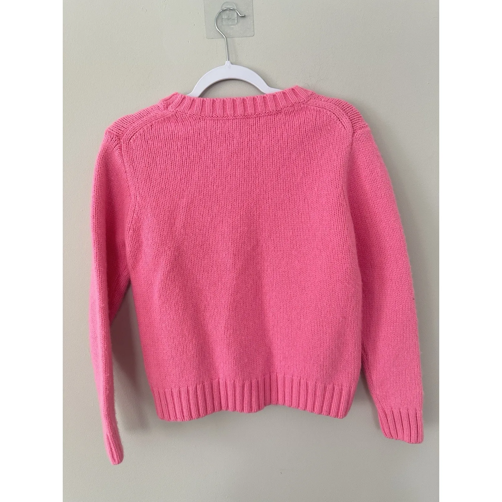 J Crew Fisherman Sweater Womens Large Barbie Pink Cable Knit Wool Blend 2222 - Image 3