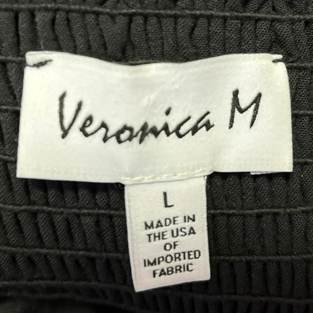 Veronica M Black Flutter Sleeve Smocked Square Neck Wide Leg Romper Jumpsuit L - Image 4