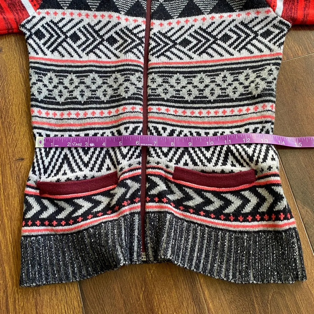 Title Nine  Wool Blend Fair Isle Full Zip Mock Neck Sweater Zipper Pockets *READ* - Image 8