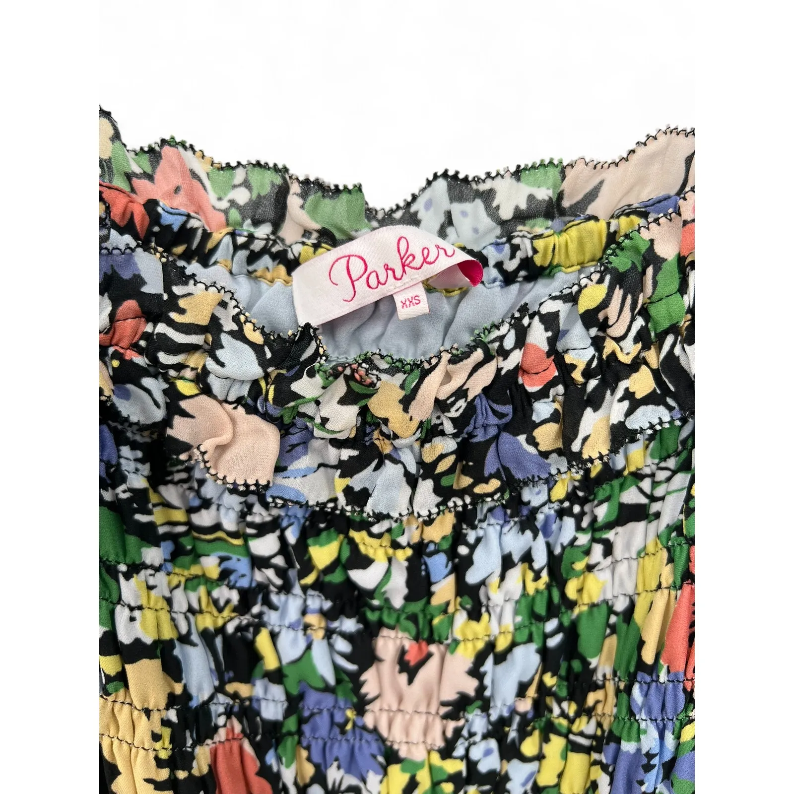 Parker  XXS  Melody Dark Floral Back-Cutout Dress Midi Sleeveless Ruffle Womens - Image 3