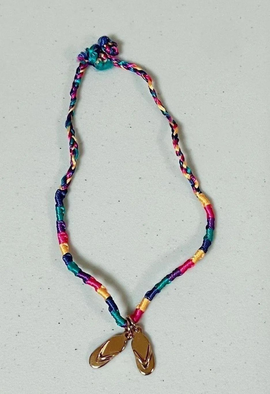 Gold Pink Purple Blue Flip-Flops Shoe Shoes Charm Braided Anklet Ankle Bracelet Jewelry 🌴✨ - Image 2