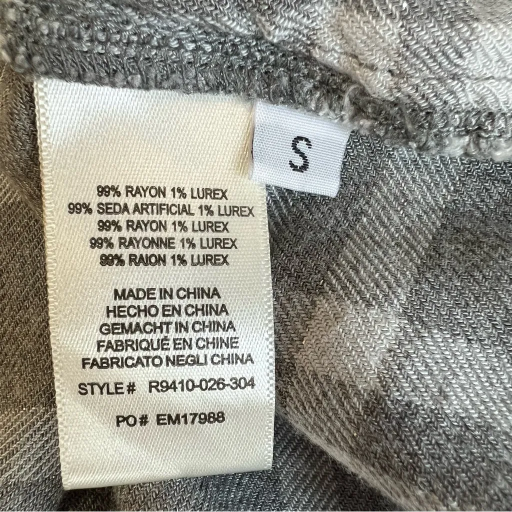 Cloth & Stone x Anthropologie Peasant Blouse Womens Small Gray Plaid Shirt Top - Image 4