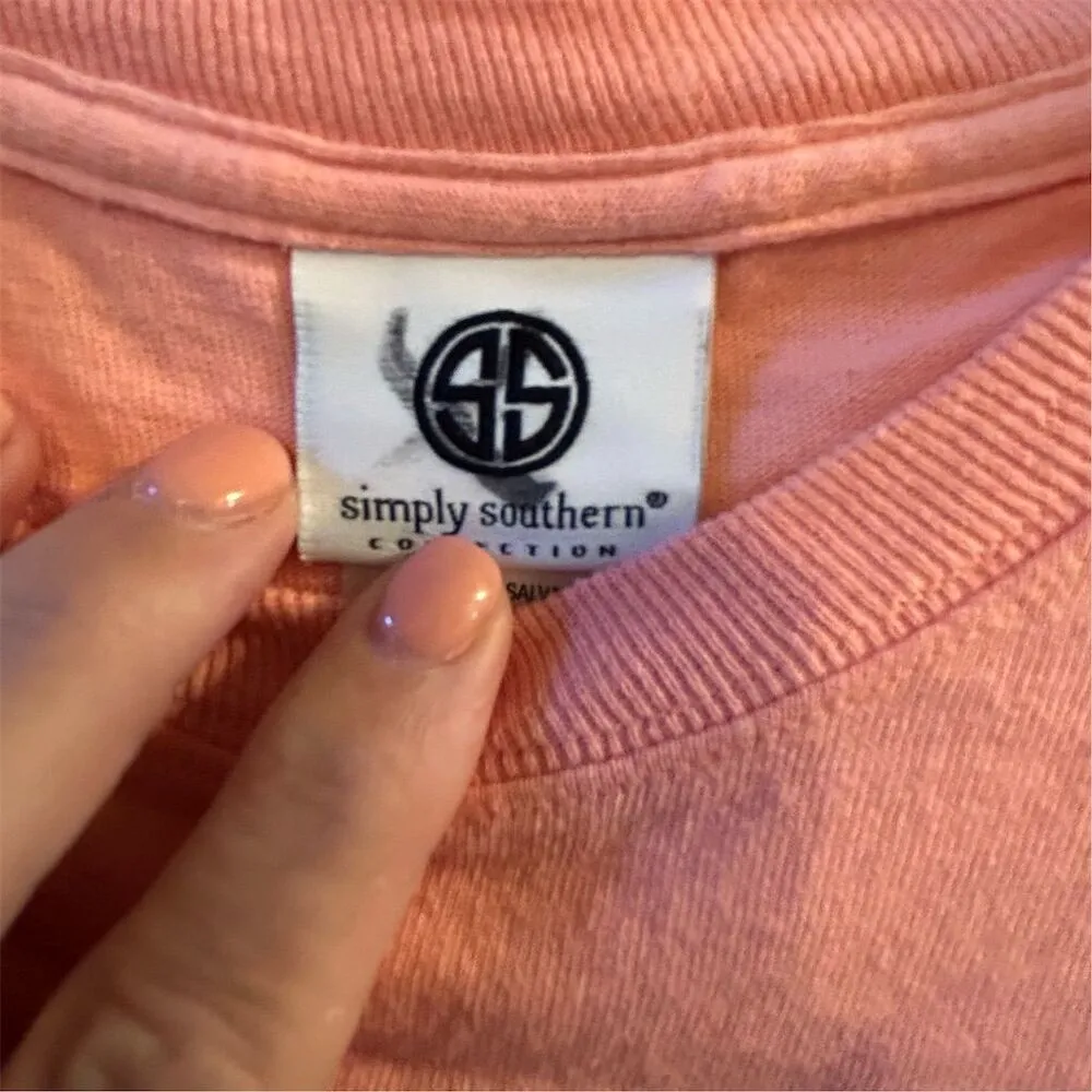 Simply Southern Women's M Pink Short Sleeve T-Shirt Casual Spring Llama - Image 5