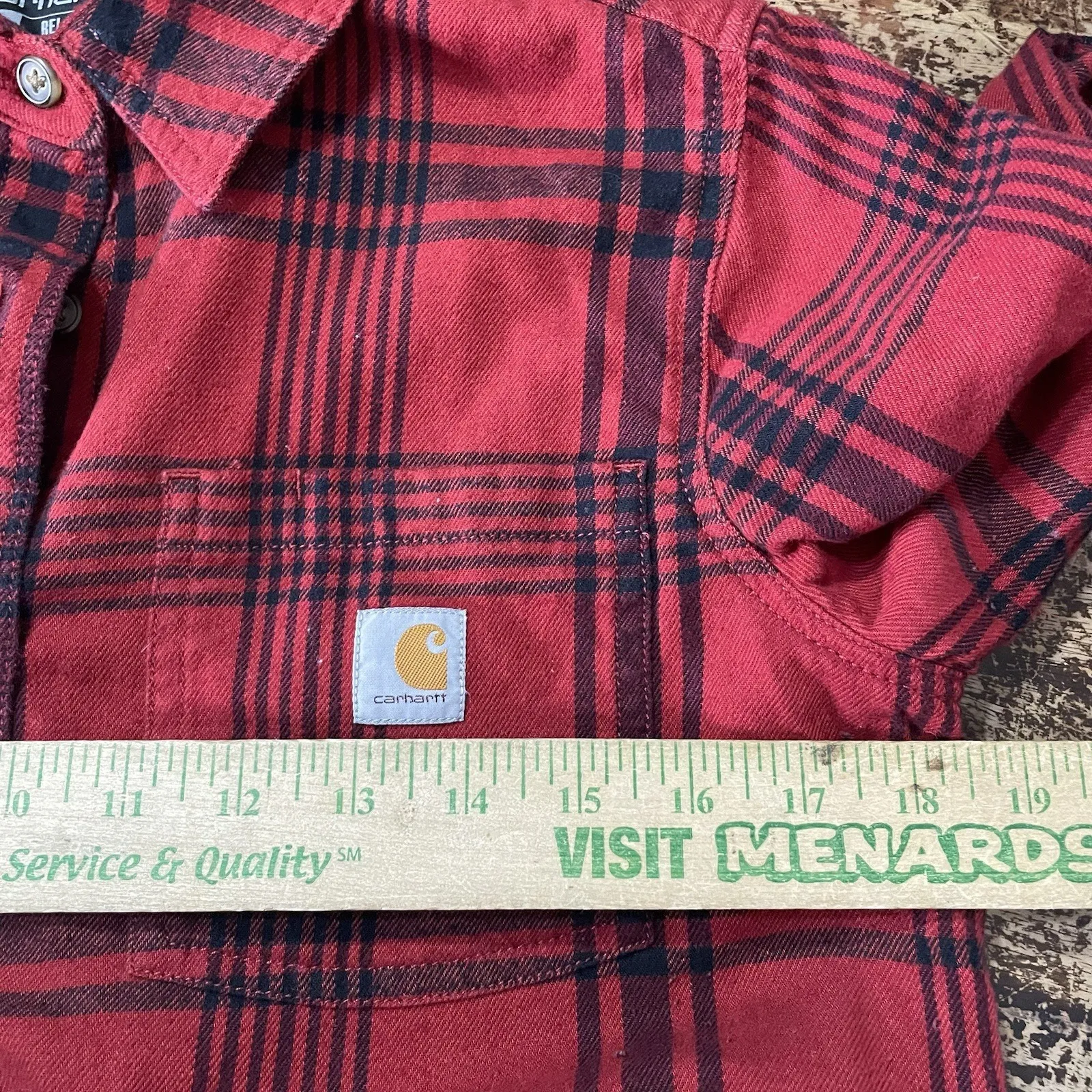 Carhartt Rugged Flex Shirt Dress Flannel Shacket Womens S Red Plaid Relaxed Fit - Image 4