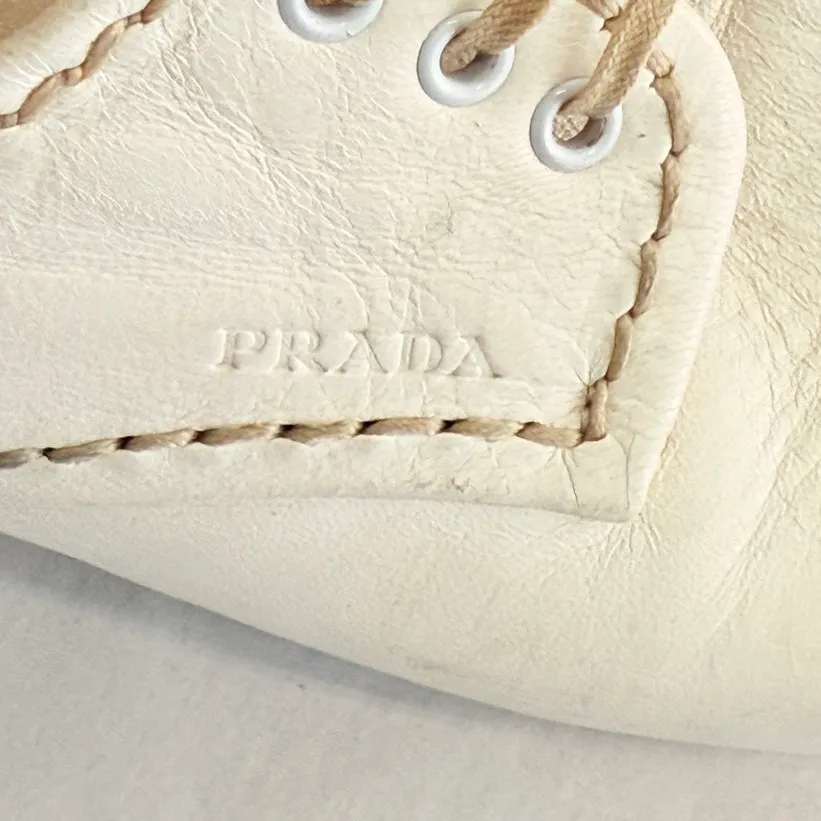 Prada  2024 Leather Platform Espadrilles‎ EU 37.5 US 7.5 Off-White - Image 7