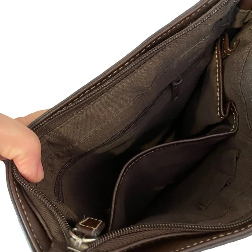 Liz Claiborne Shoulder bag Crossbody Zipper Purse Brown Pebbled Veg Leather Med - Image 8