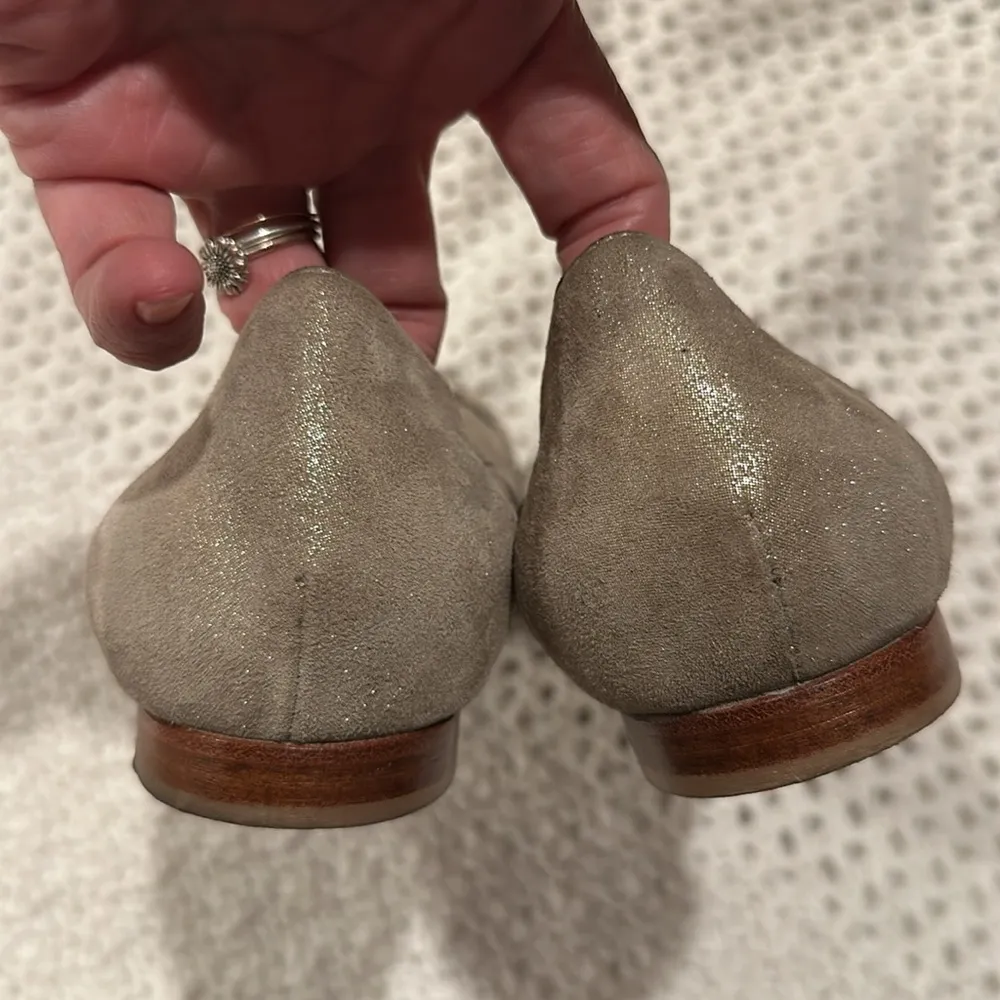 AGL Women's Taupe Leather Flats with Silver Accents size 38 Italy USA 7/5 Tan - Image 4