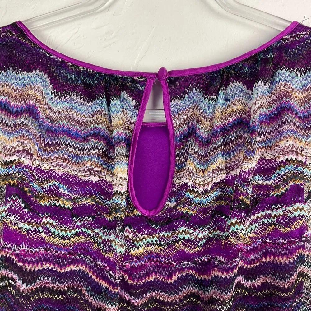 Cache  Black Multi Color Patterned Mesh Layered Sleeveless Blouson Dress 0 - Image 6