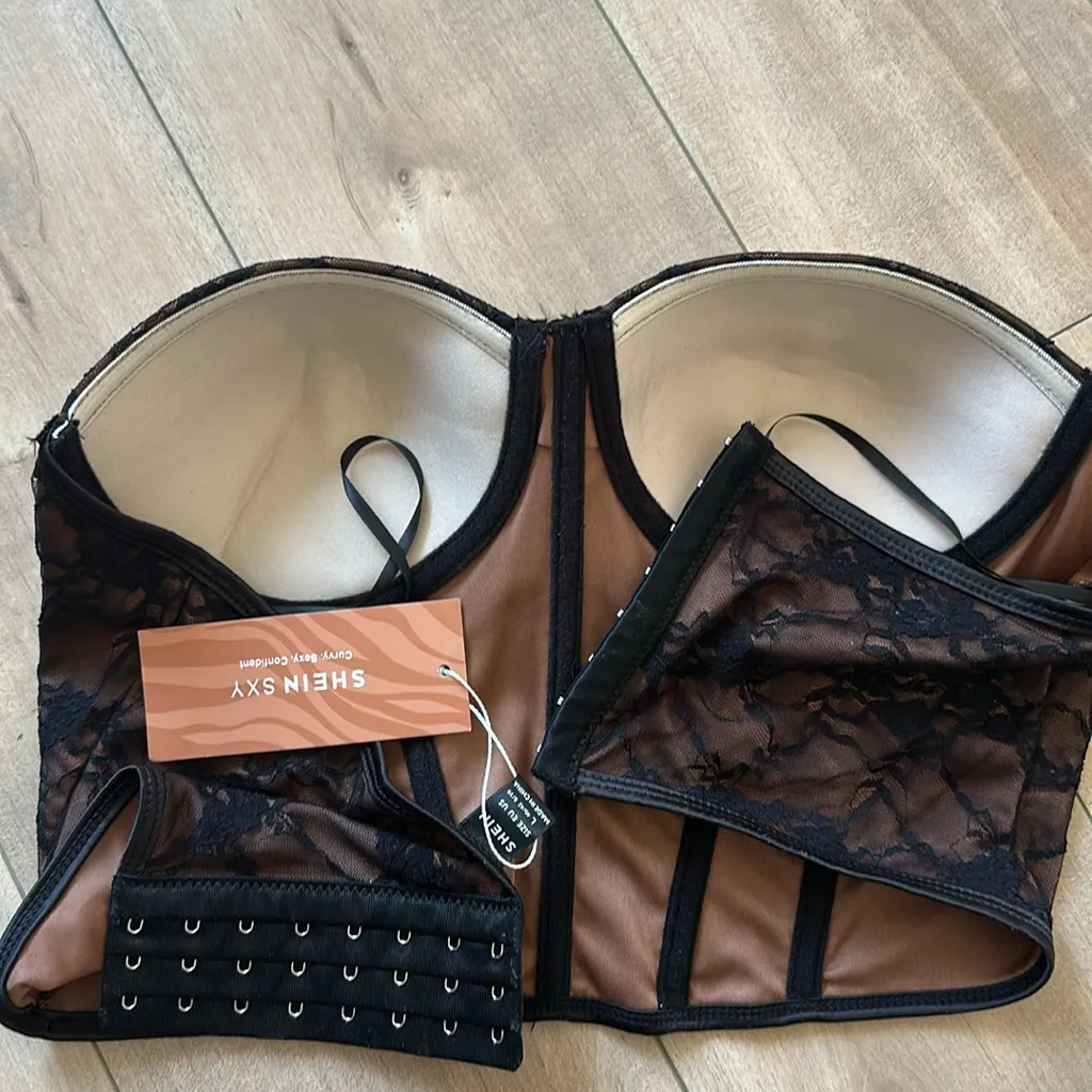 4/$25 NWT SHEIN Lace Bustier Corset Lace-Up Backless Shapewear Sexy Top Sz L - Image 10