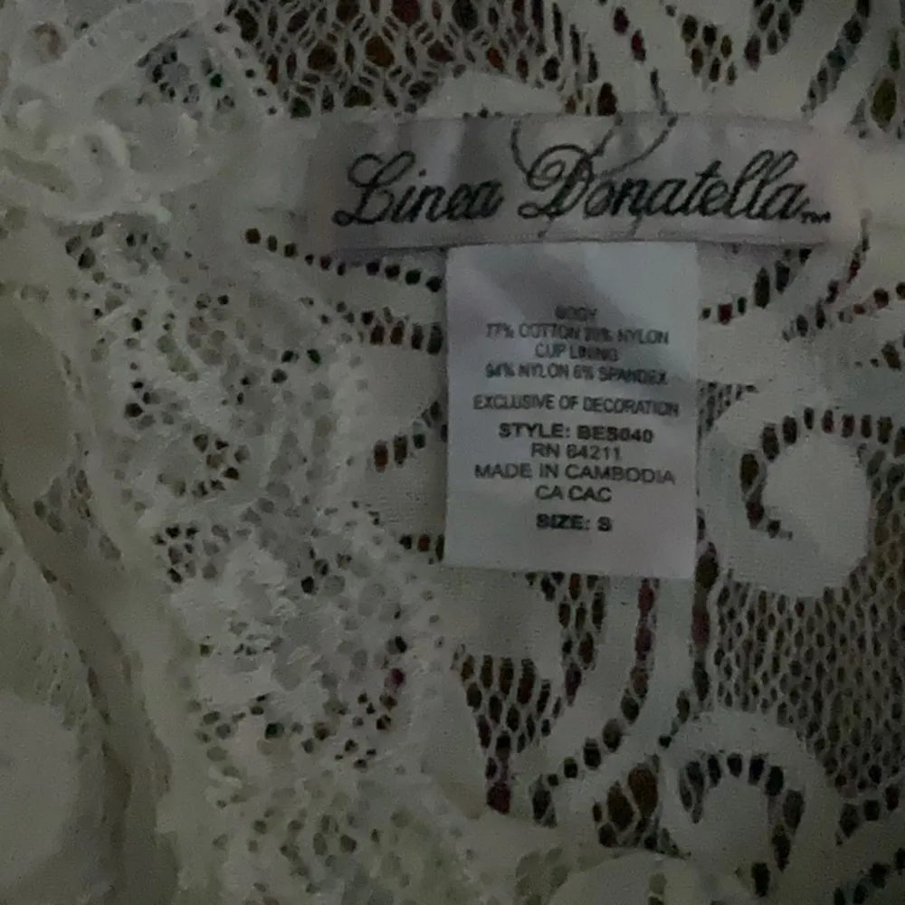 Linea Donatella White Lace Cotton Mesh Bridal Pajama Lingerie Set Sz. S - Image 2