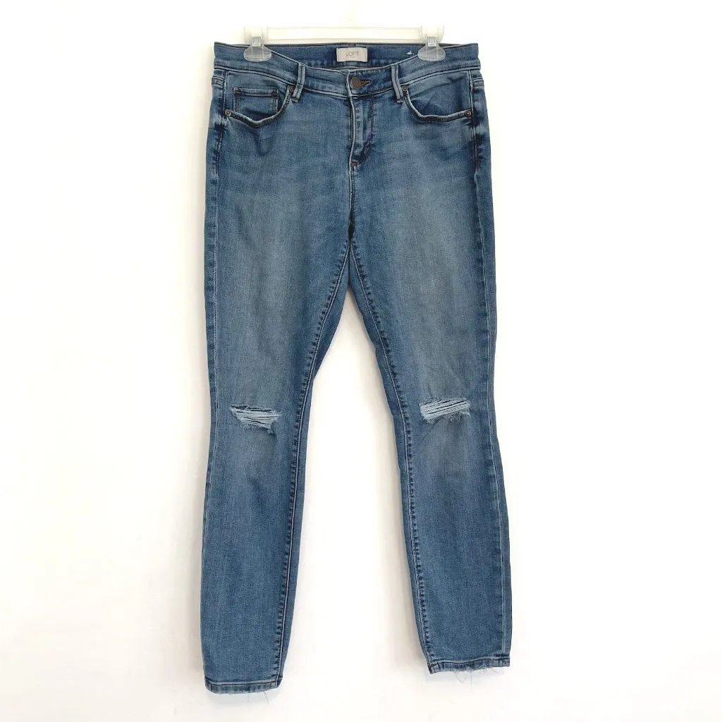 ANN TAYLOR LOFT Outlet Modern Skinny Jeans Medium Wash Ripped Rips Distressed 6 - Image 3