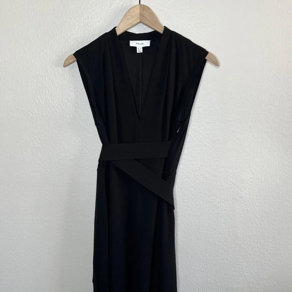 Reiss Womens Black Sleeveless Raya Belted Maxi Dress Size 4 - Image 3