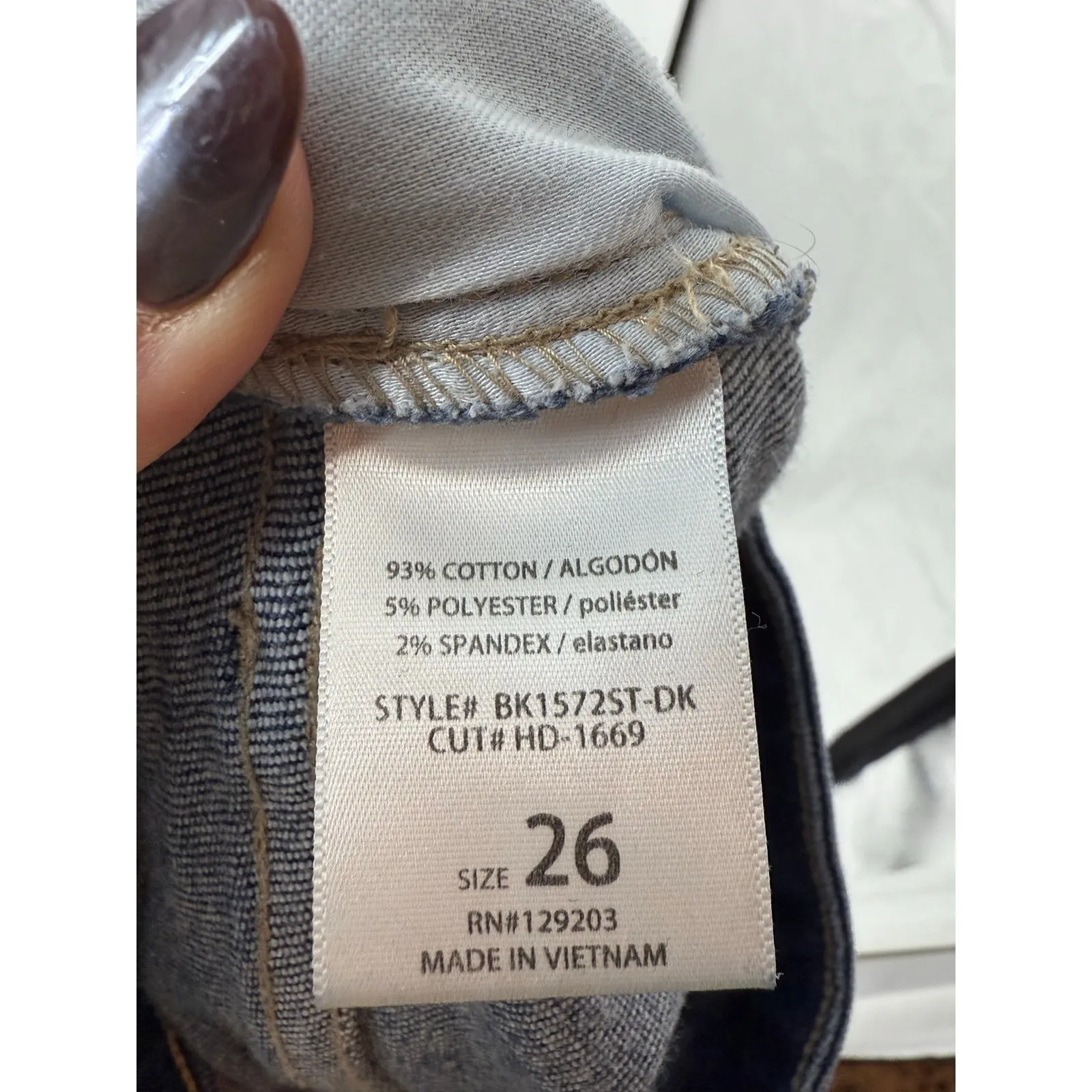 Hidden LA High Rise Straight Jeans Dark Wash Raw Hem Size 26 Stretch - Image 10