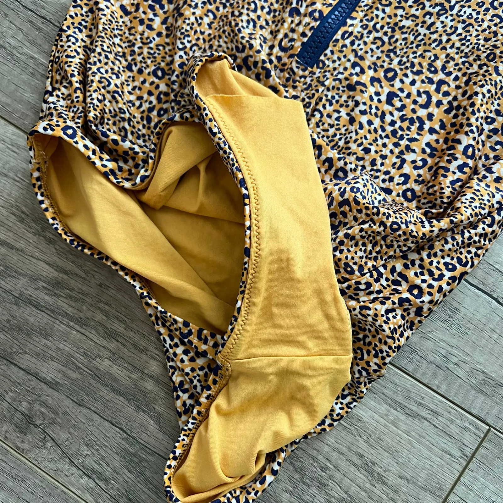 Seafolly Australia One Piece Swimsuit Long Sleeve Zip Rashguard 8 Animal Print - Image 3