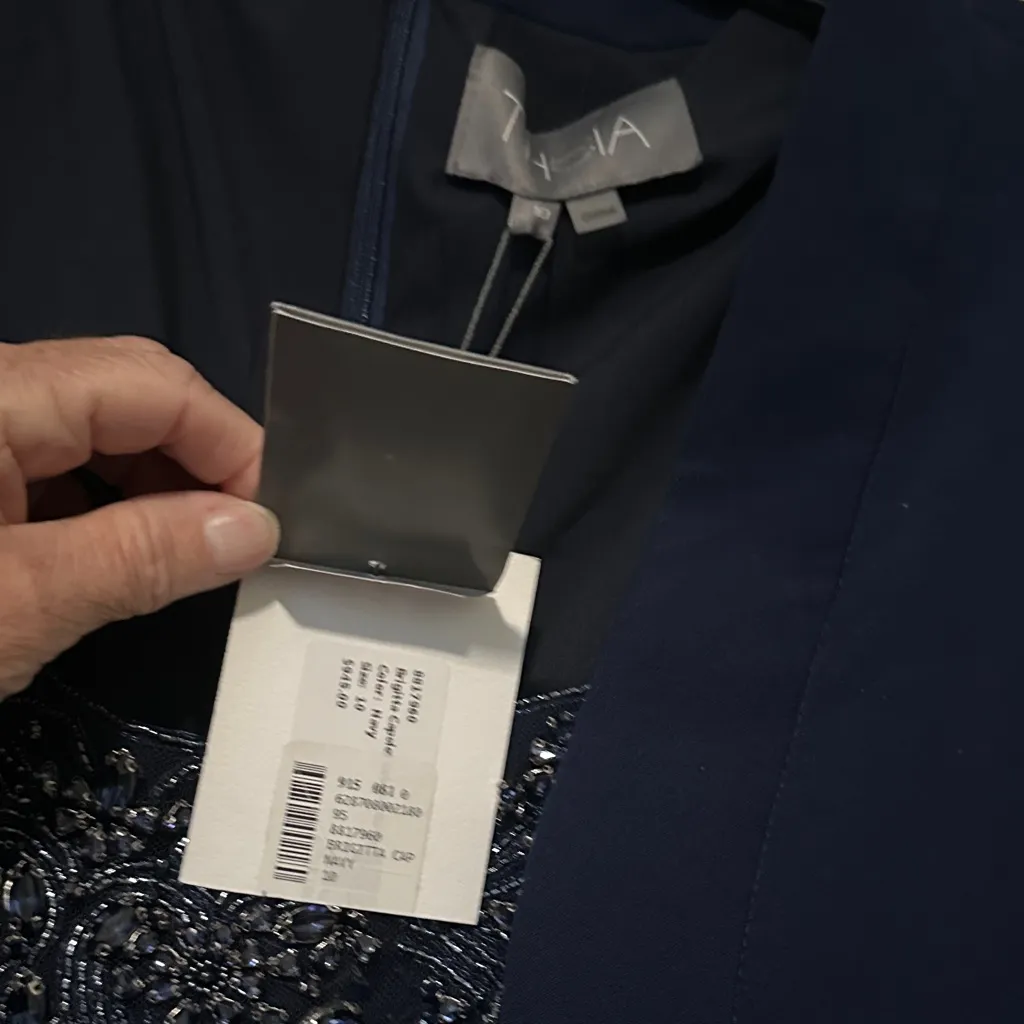 Theia Midnight Blue cape Gown Size 10 - Image 8