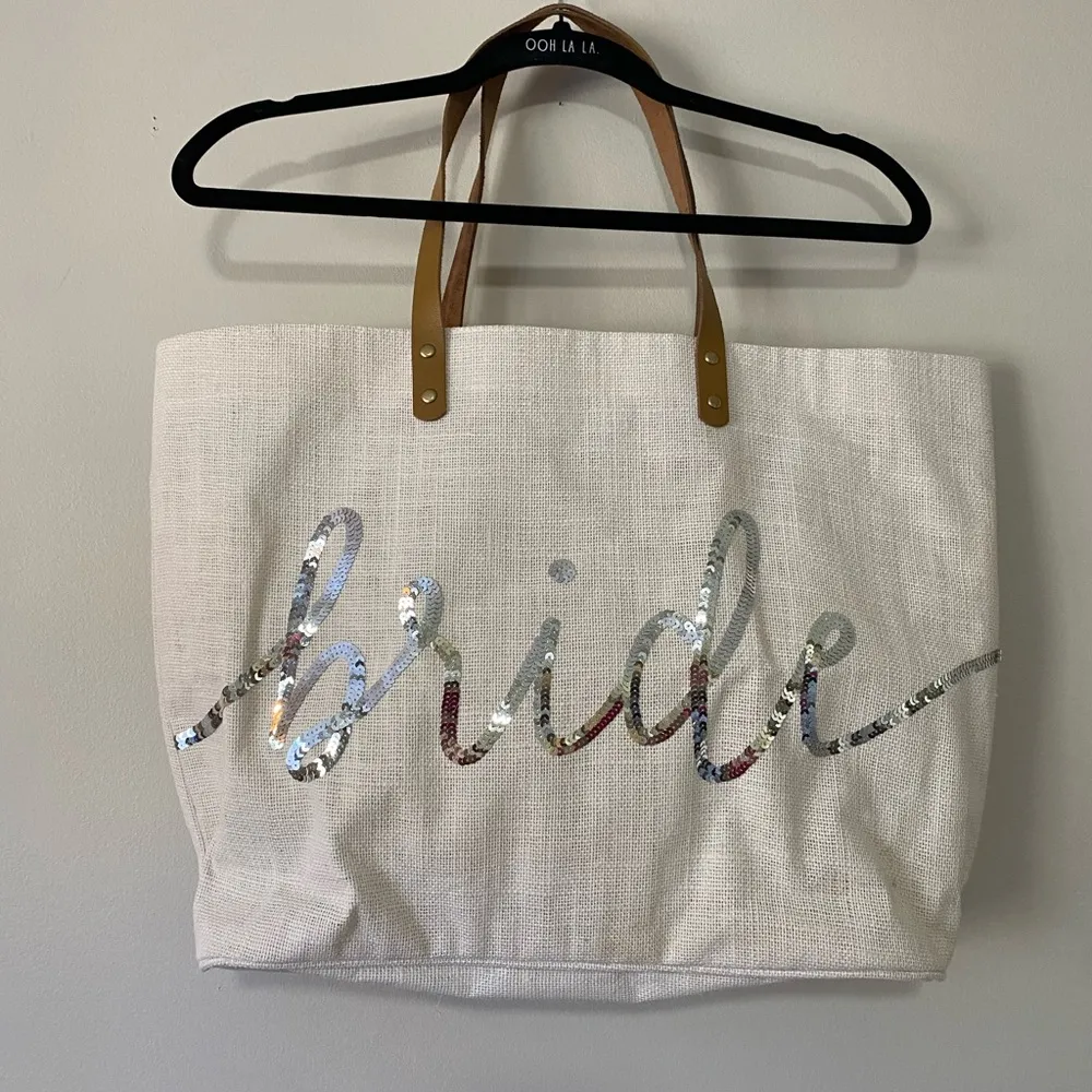 Mud Pie  Bride Tote Bag with Tan Handles - Image 2